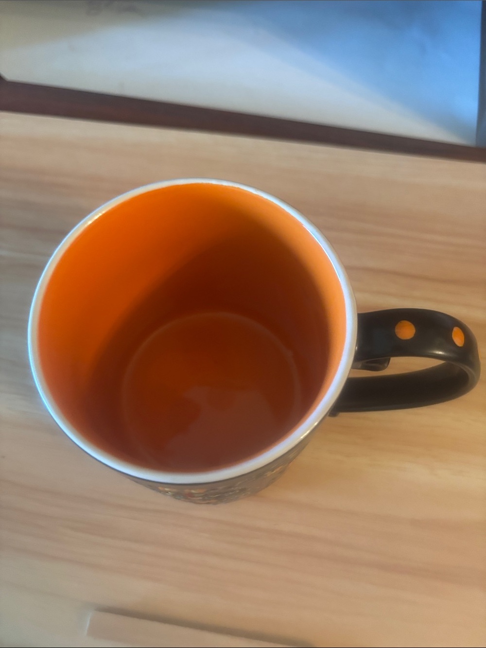 Black and Orange Owl Ceramic Mug with Floral Accents - Picture 3 of 7